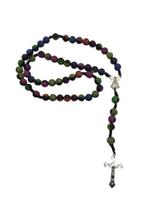 Terço Nossa Senhora Bolas Pretas Com Imagem Colorida