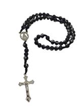 Terço Nossa Senhora Bolinha Preta Com Cruz Prata