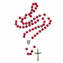 Terço Nossa Senhora das Graças conta resina vermelha mesclada AR2707 Terço Nossa Senhora das Graças conta resina vermelha mesclada AR2707