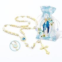 Terço Nossa Senhora das Graças no Saquinho de Tecido Estampado 8mm