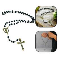 Terço Nossa Senhora das Graças Preto Leitoso 6 mm Terço Nossa Senhora das Graças Preto Leitoso 6 mm