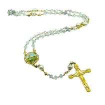 Terço Nossa Senhora de Fátima Cristal Branco 8 mm Terço Nossa Senhora de Fátima Cristal Branco 8 mm
