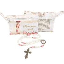 Terço Nossa Senhora de Fátima Pérola Na Bolsinha Com Zíper Terço Nossa Senhora de Fátima Pérola Na Bolsinha Com Zíper
