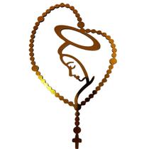 Terço Nossa Senhora, Dourado, MDF, 30cm