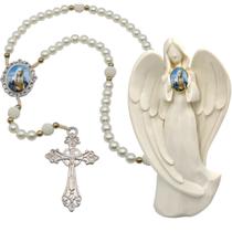 Terço Oraçao Luxo com Imagem Anjo Santa Catarina de Sena Decoração Casa Capelinha Cantinho de oração Catolica Terço Oraçao Luxo com Imagem Anjo Santa Catarina de Sena Decoração Casa Capelinha Cantinho de oração Catolica