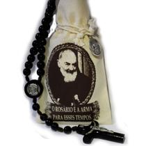 Terço Padre Pio madeira com Saquinho e Medalha