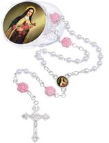 Terço Pérola Santa Teresinha Flor Rosa Terço Pérola Santa Teresinha Flor Rosa