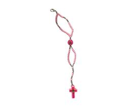 Terço pulseira infantil rosa católico aparecida cruz jesus Terço pulseira infantil rosa católico aparecida cruz jesus