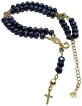 Terço Pulseira ul Escuro E Dourado