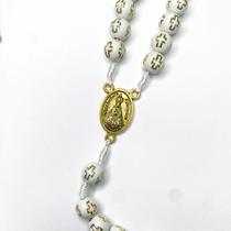 Terço religioso crucifixo N.S.A/S.C dourado delicado