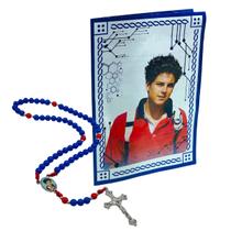 Terço Rosário Carlo Acutis Azul com Folheto