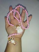 Terço/rosário Infantil Rosa Personalizado com Nome