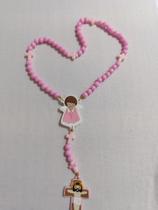 Terço/rosário Infantil Rosa Personalizado com Nome