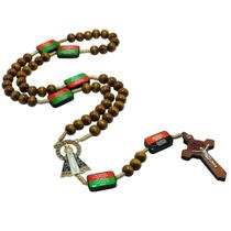 Terço Rosário Nossa Senhora Aparecida Contemplação dos Mistérios Madeira 10 mm