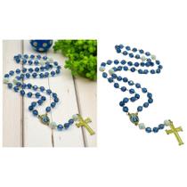 Terço Rosário Nossa Senhora das Graças Cristal Azul 10 mm