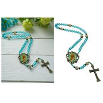 Terço Rosário Nossa Senhora de Guadalupe Cristal Verde 8 mm Terço Rosário Nossa Senhora de Guadalupe Cristal Verde 8 mm