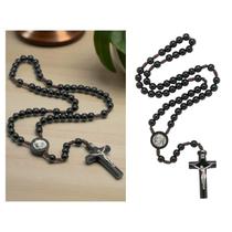 Terço Rosário Padre Pio Madeira Preto 10 mm Terço Rosário Padre Pio Madeira Preto 10 mm