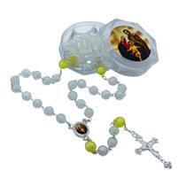 Terço Rosário Sagrada Família Cristal Branco Caixinha Acrílica Terço Rosário Sagrada Família Cristal Branco Caixinha Acrílica