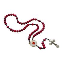 Terço Rosário Sagrado Coração de Jesus Vermelho 8 mm Terço Rosário Sagrado Coração de Jesus Vermelho 8 mm