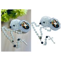 Terço Rosário Santa Rita de Cássia Branco Caixinha Acrílica Terço Rosário Santa Rita de Cássia Branco Caixinha Acrílica