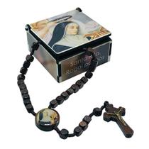 Terço Rosário Santa Rita de Cássia Madeira Caixinha Estampada Terço Rosário Santa Rita de Cássia Madeira Caixinha Estampada