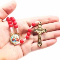 Terço Sagrado Coração De Jesus E Maria Vermelho Fosco - FORNECEDOR 6