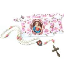 Terço Sagrado Coração Jesus e Maria na Bolsinha Com Ziper Terço Sagrado Coração Jesus e Maria na Bolsinha Com Ziper