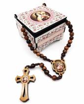 Terço santa teresinha com caixinha estampada