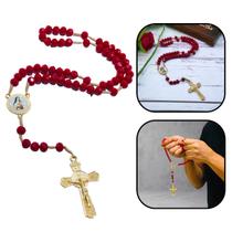 Terço Santa Terezinha do Menino Jesus Cristal Vermelho 8 mm Terço Santa Terezinha do Menino Jesus Cristal Vermelho 8 mm