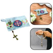 Terço São Bento Floral Na Bolsinha Com Ziper Terço São Bento Floral Na Bolsinha Com Ziper