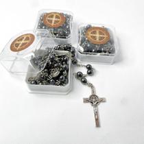 Terço São Bento hematita religioso medalha crucifixo durável -