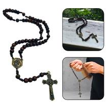 Terço São José Madeira Dourado 8 mm Terço São José Madeira Dourado 8 mm