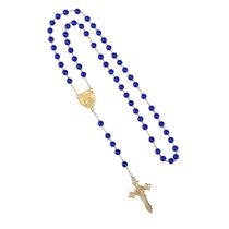 Terço São Miguel Arcanjo Conta perola Azul corrente dourado ARL1596 Terço São Miguel Arcanjo Conta perola Azul corrente dourado ARL1596