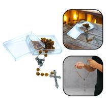 Terço São Miguel Arcanjo Cristal Ambar 8 mm