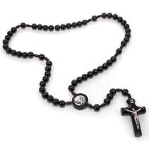 Terço São Padre Pio De Pietrelcina Madeira 10Mm Preto Terço São Padre Pio De Pietrelcina Madeira 10Mm Preto