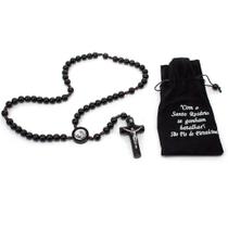 Terço São Padre Pio Madeira 10Mm Preto Saquinho Terço São Padre Pio Madeira 10Mm Preto Saquinho