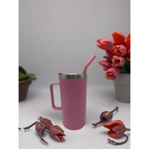 Térmico Copo Isolamento 700 ml Com Alça e canudo , De Água Quente E Fria Copos Aço Inoxidável