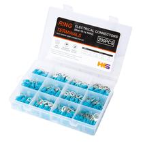 Terminais de anel termorretrátil HKS 200PCS azuis 16-14 AWG 0,8 mm