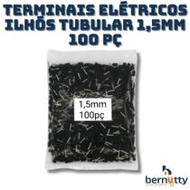 Terminais Elétricos Ilhós Tubular 1,5mm 100 Pç