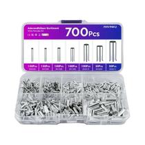 Terminais Tubulares Não Isolados Para Conexão De Fios, Mistura De Tamanhos, 600 a 700 Peças Para Terminais Tubulares Não Isolados Para Conexão De Fios, Mistura De Tamanhos, 600 a 700 Peças Para