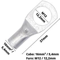 Terminal de Compressão Para Cabo de 16mm² Furo M12 SC16-12 Terminal de Compressão Para Cabo de 16mm² Furo M12 SC16-12