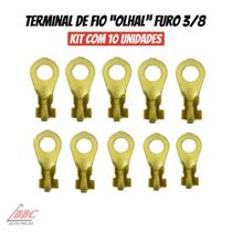 Terminal de Fio Olhal Furo 3/8 R - Kit de 10 UNIDADES