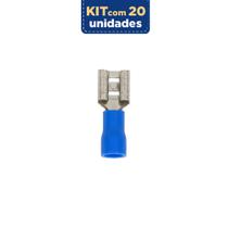 Terminal Femea Pre Isolado 1,5 - 2,5mm Azul - Pacote com 20 Pecas Eletrokit