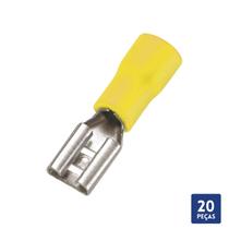 Terminal Femea Pré-Isolado Amarelo 4mm a 6mm 20 Pçs