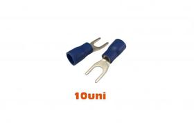 Terminal forquilha garfo 1/8 pre isolado azul 10 unidades