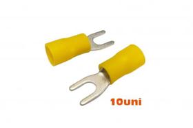 Terminal forquilha garfo Pre-isolado amarelo 4 a 6mm 10uni