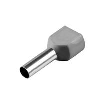 Terminal Ilhos Tubular Duplo 2x4mm Cinza Pré-Isolado 100 un