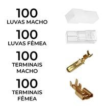 Terminal Macho e Fêmea Com Trava 6,3mm + Luvas Isolantes