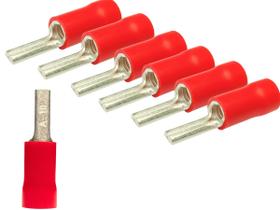 Terminal Pré Isolado Vermelho Pino Chato 10mm Retardante à chamas Conectador Agulha 100 Unidades