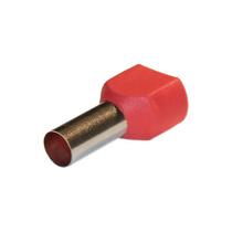 Terminal Tubular Duplo 2x10mm Vermelho Pré-Isolado 50 Pçs